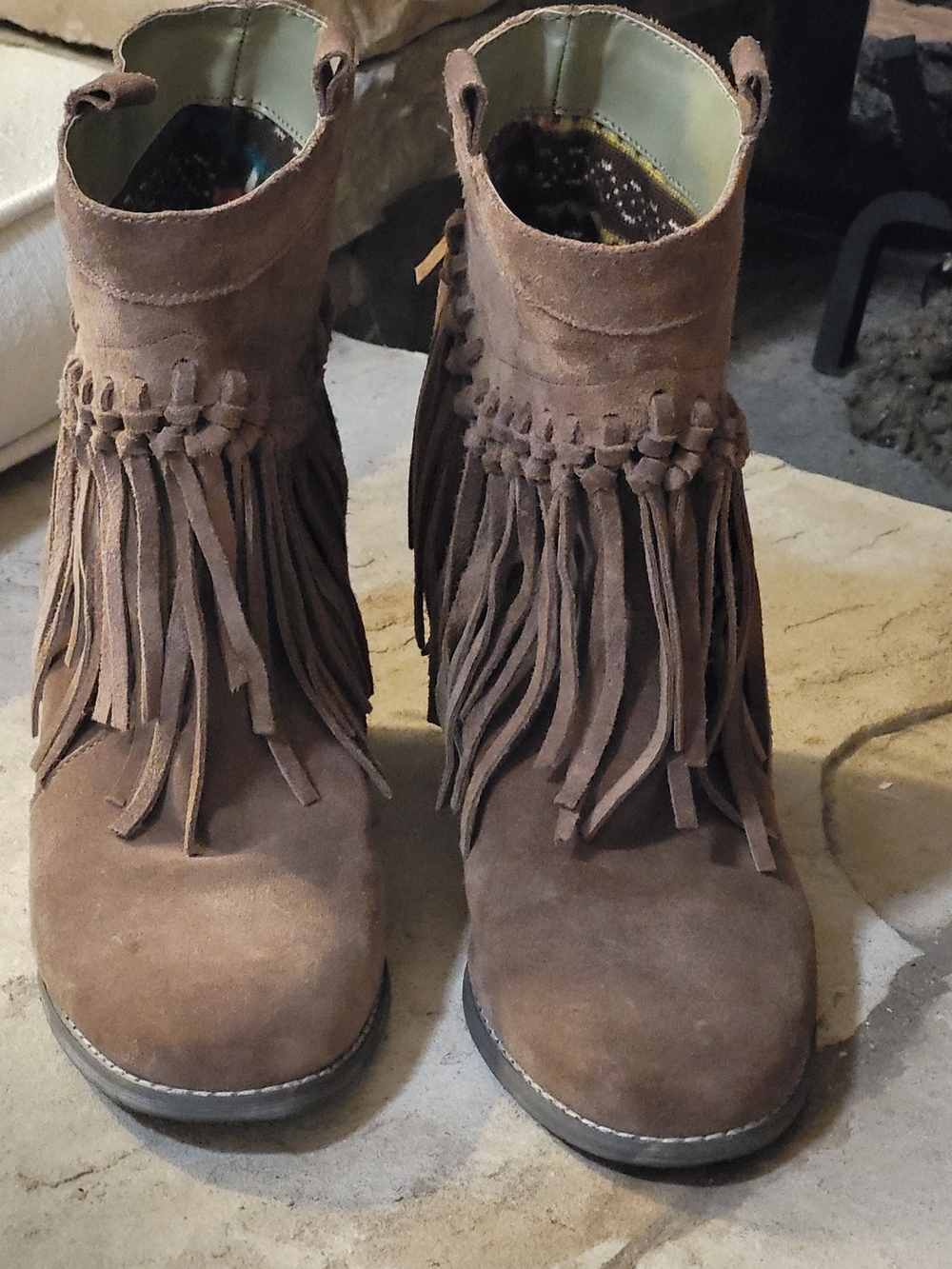 SBICCA Fringe Suede Ankle Booties in Brown - Size 7.5 - Picture 2 of 5